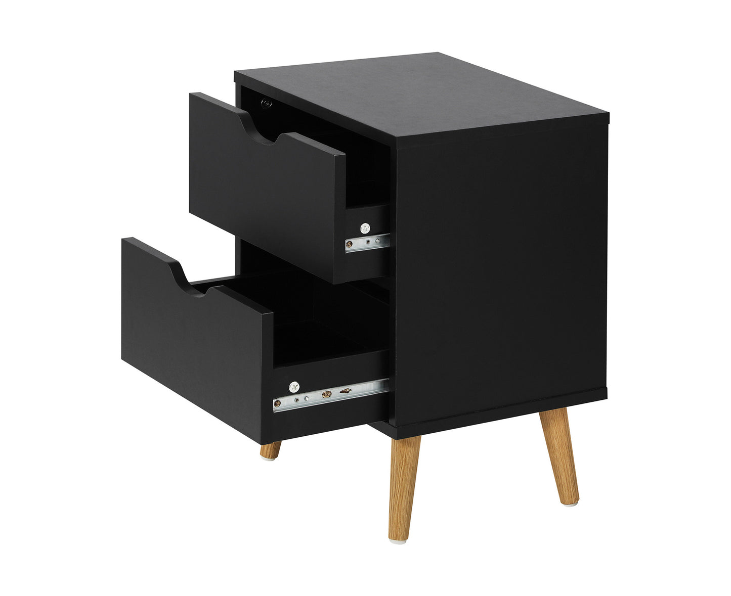 Bedside Tables 2 Drawers Side Table Bedroom Furniture Storage Black
