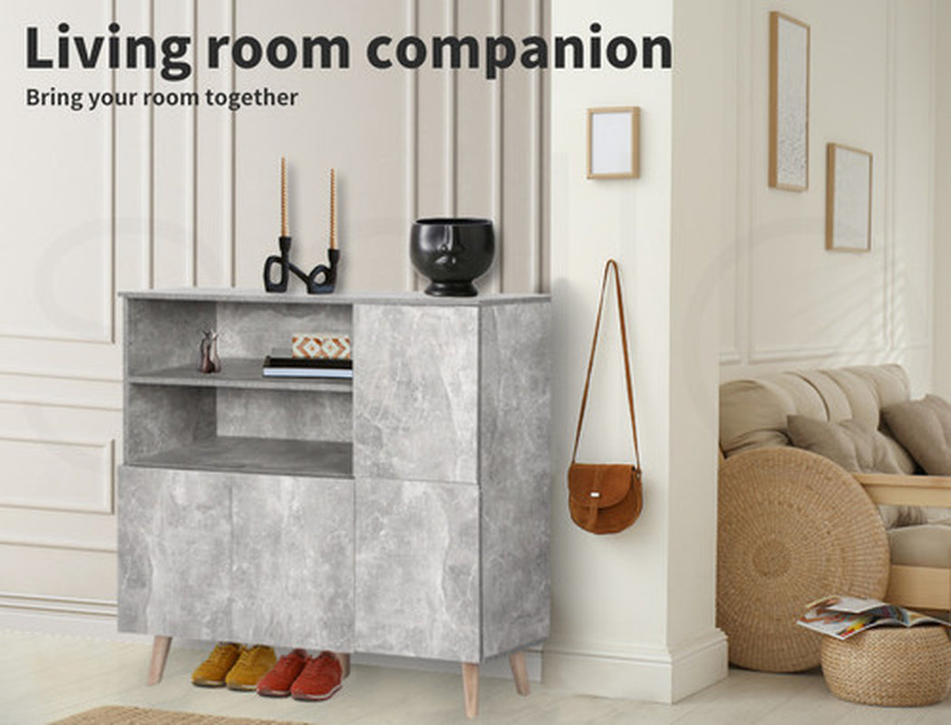 Levede Buffet Sideboard Storage Cabinet Timber Cupboard Antique Furniture Grey