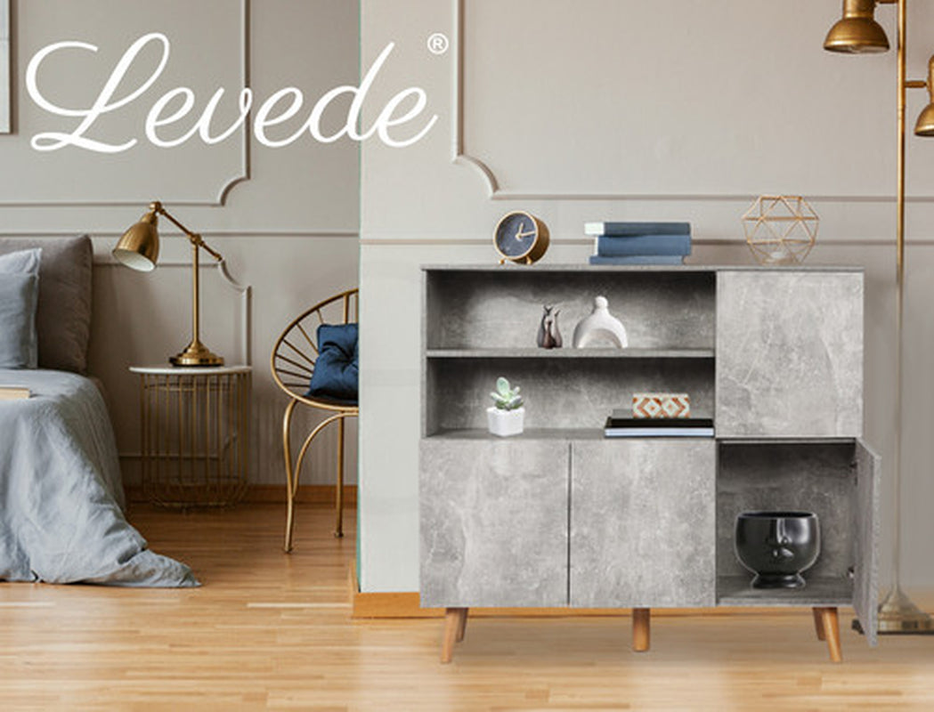 Levede Buffet Sideboard Storage Cabinet Timber Cupboard Antique Furniture Grey