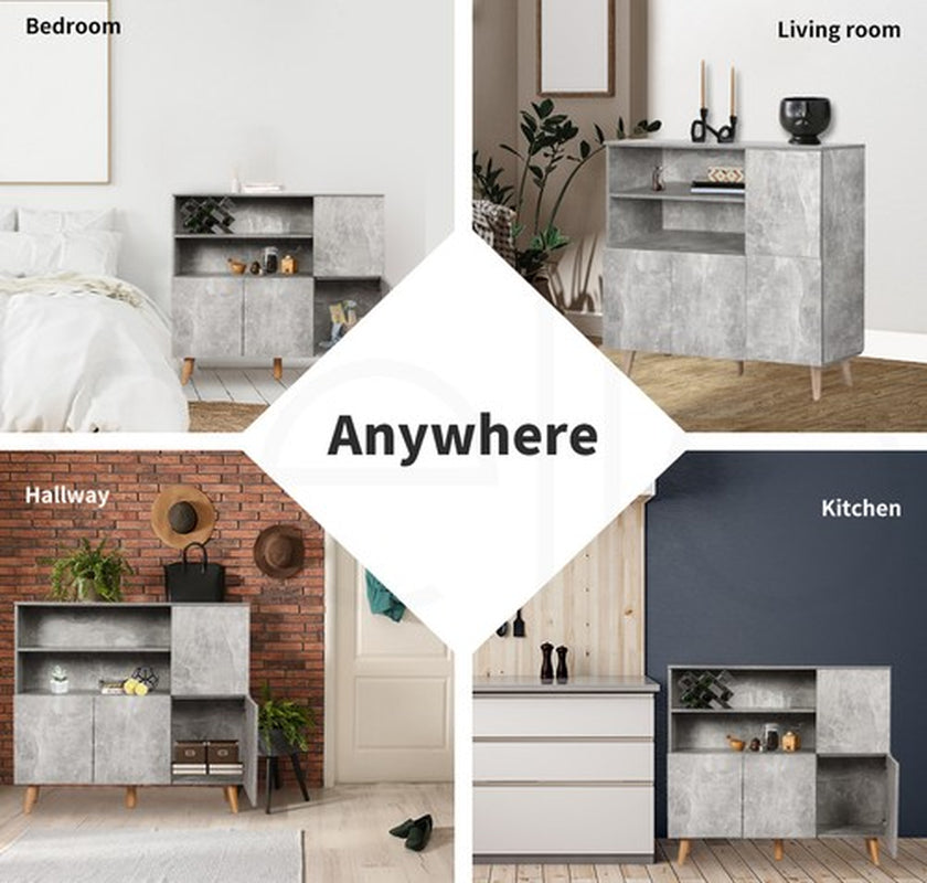 Levede Buffet Sideboard Storage Cabinet Timber Cupboard Antique Furniture Grey