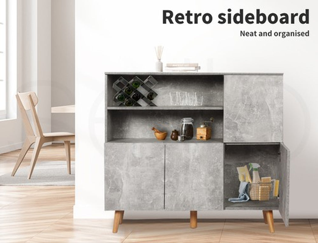 Levede Buffet Sideboard Storage Cabinet Timber Cupboard Antique Furniture Grey