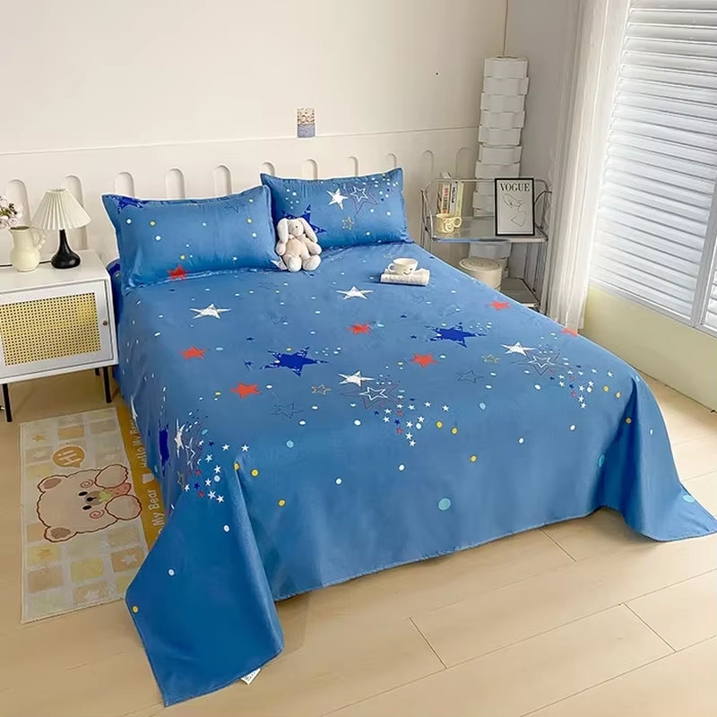 Red Flower Printed Flat Bed Sheets for Double Bed Single/Queen/King Reactive Printed Top Sheets for Beds Sabanas Cama 150X200