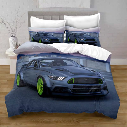 100% Polyester Mustang Car Duvet Cover Digital Printing Bedding Set with Pillowcase Comforter Bedding Sets King