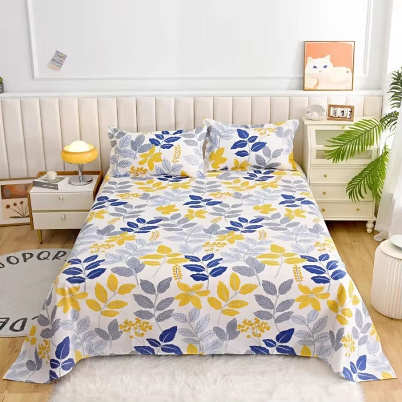 Red Flower Printed Flat Bed Sheets for Double Bed Single/Queen/King Reactive Printed Top Sheets for Beds Sabanas Cama 150X200