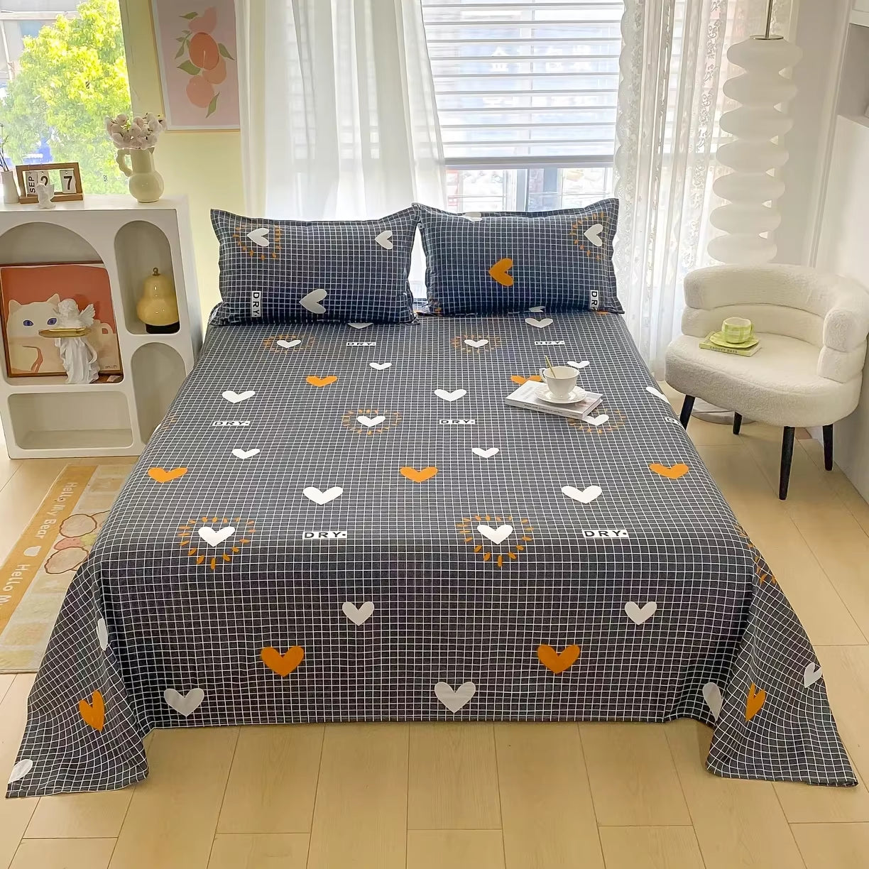 Red Flower Printed Flat Bed Sheets for Double Bed Single/Queen/King Reactive Printed Top Sheets for Beds Sabanas Cama 150X200
