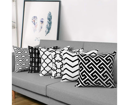 Microfiber Throw Pillow Cover Set of 6, Black and White Arrow Geometric Pattern for Living Room Sofa Couch Square Decorative Bed Pillow Case, 45*45Cm