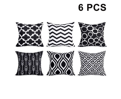 Microfiber Throw Pillow Cover Set of 6, Black and White Arrow Geometric Pattern for Living Room Sofa Couch Square Decorative Bed Pillow Case, 45*45Cm