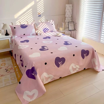 Red Flower Printed Flat Bed Sheets for Double Bed Single/Queen/King Reactive Printed Top Sheets for Beds Sabanas Cama 150X200