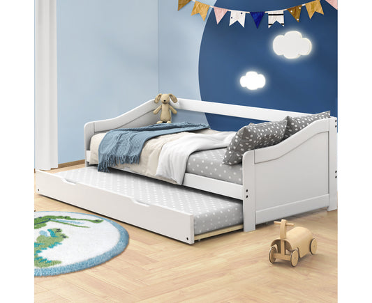 Bed Frame Wooden Daybed Timber Trundle Bed Frame Base Single Beds X2