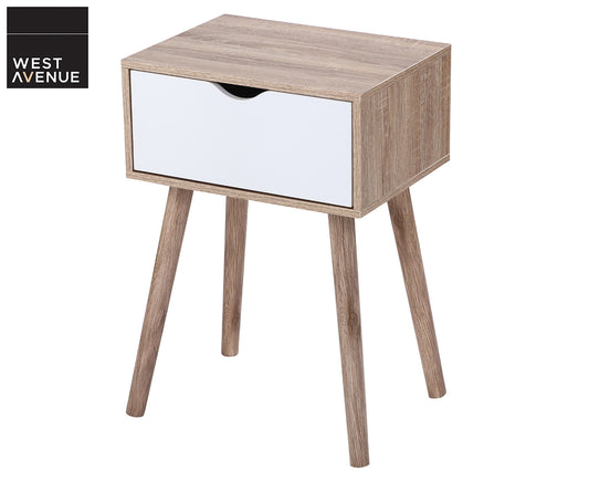1-Drawer Bedside Table - White/Natural