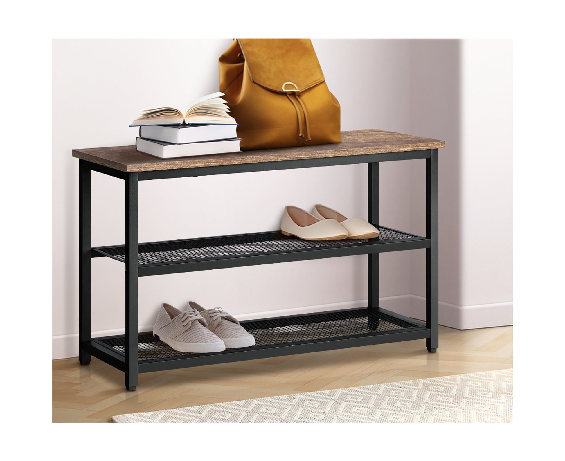 Shoe Cabinet Bench Shoes Rack Shelf Storage 3-Tier Industrial Furniture
